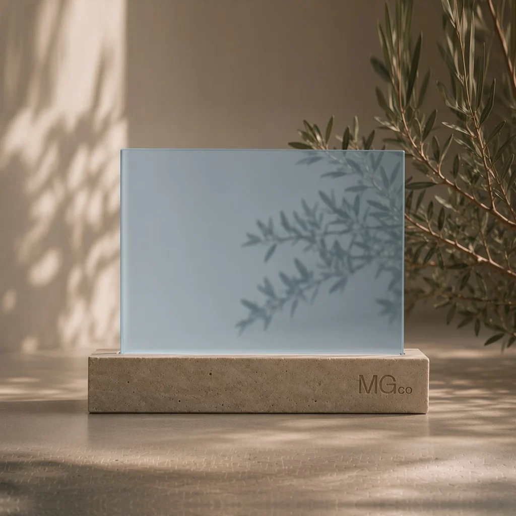 Blue tint frosted glass sample