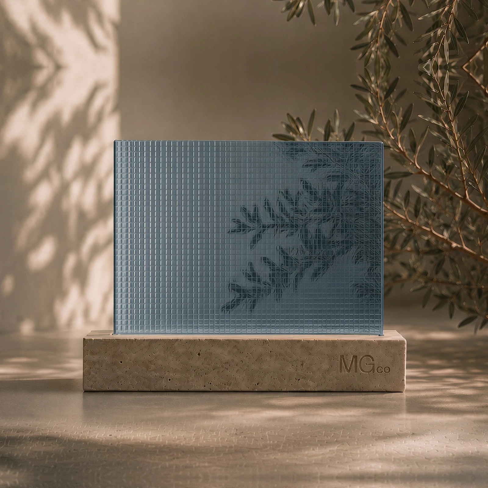 Blue Digital patterned glass sample