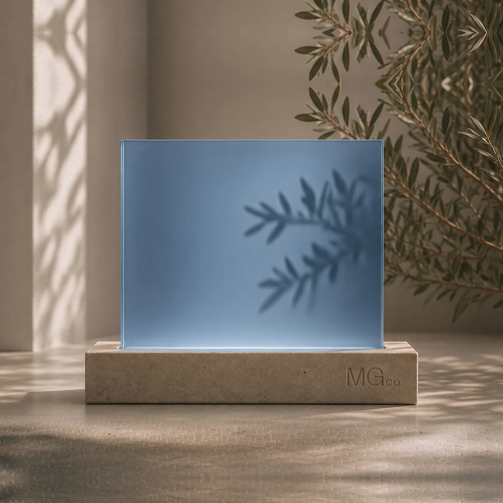 Blue satin glass sample
