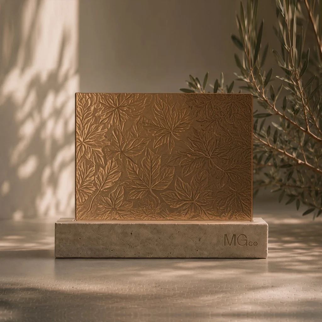 Bronze Autumn Leaf patterned glass sample