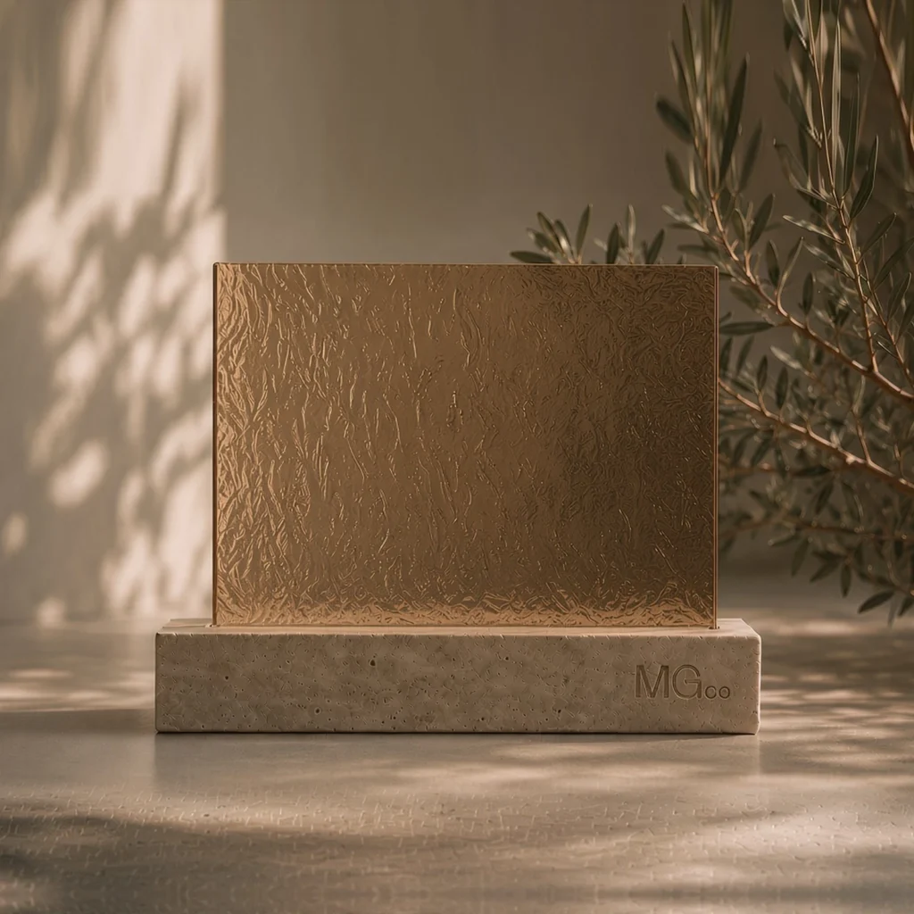 Bronze Charcoal Sticks patterned glass sample
