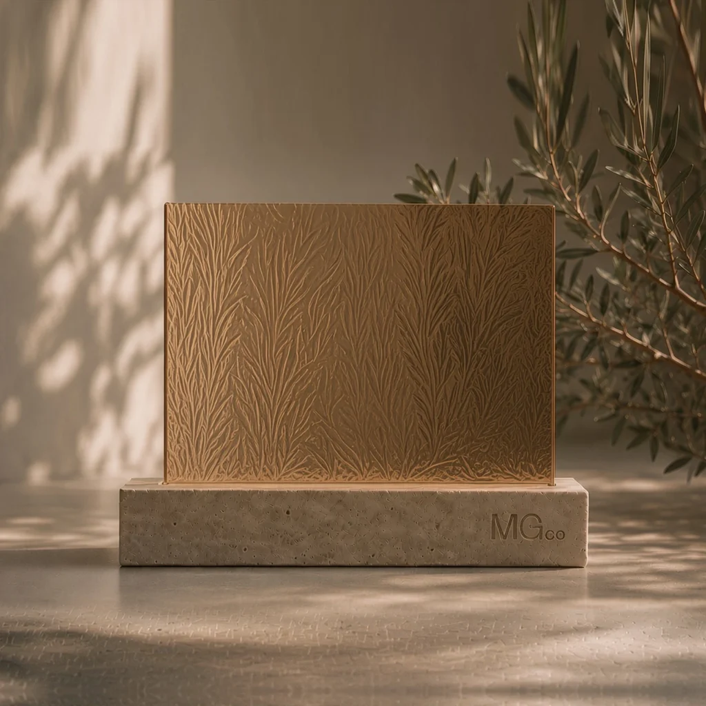 Bronze Everglade patterned glass sample
