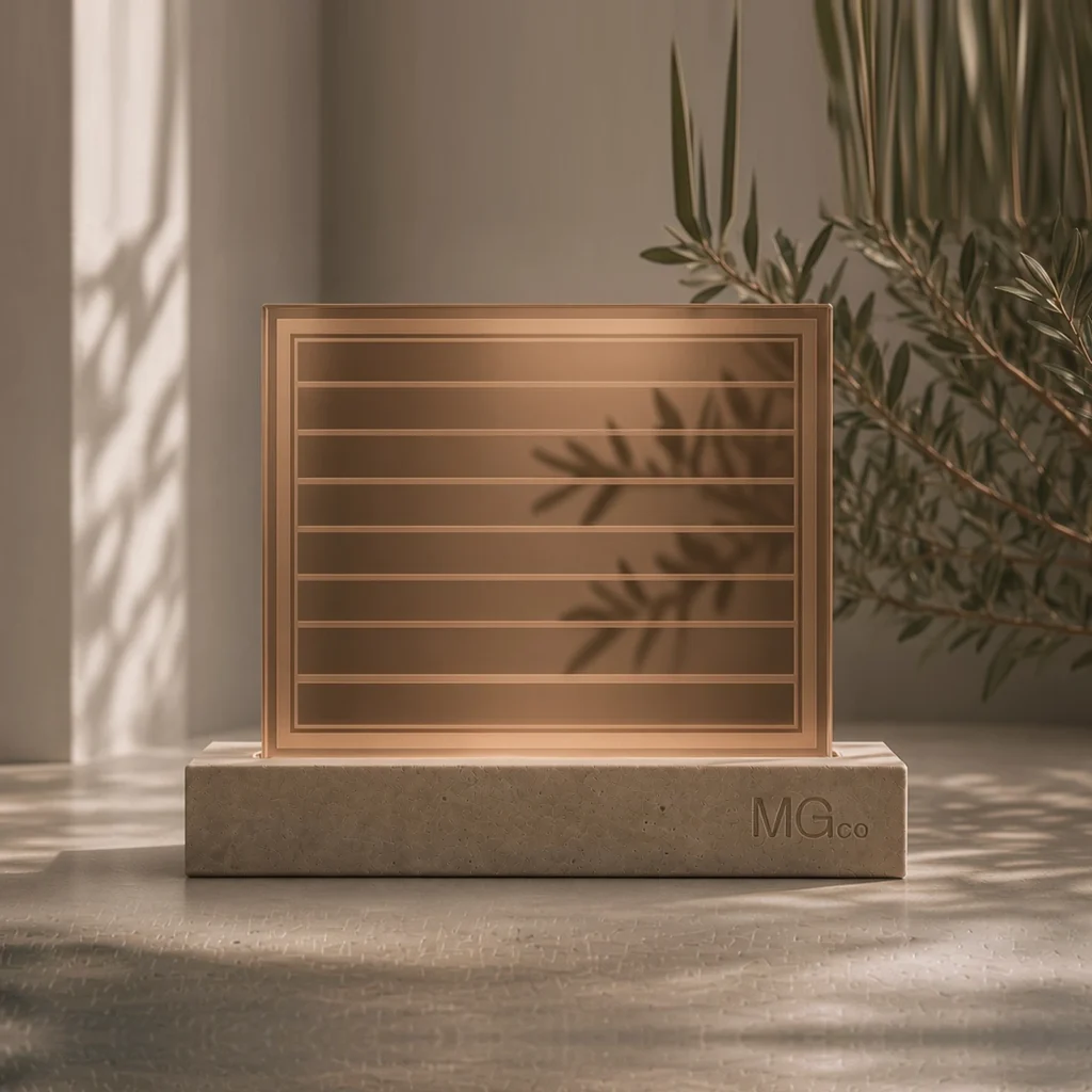 Bronze satin glass with design sample