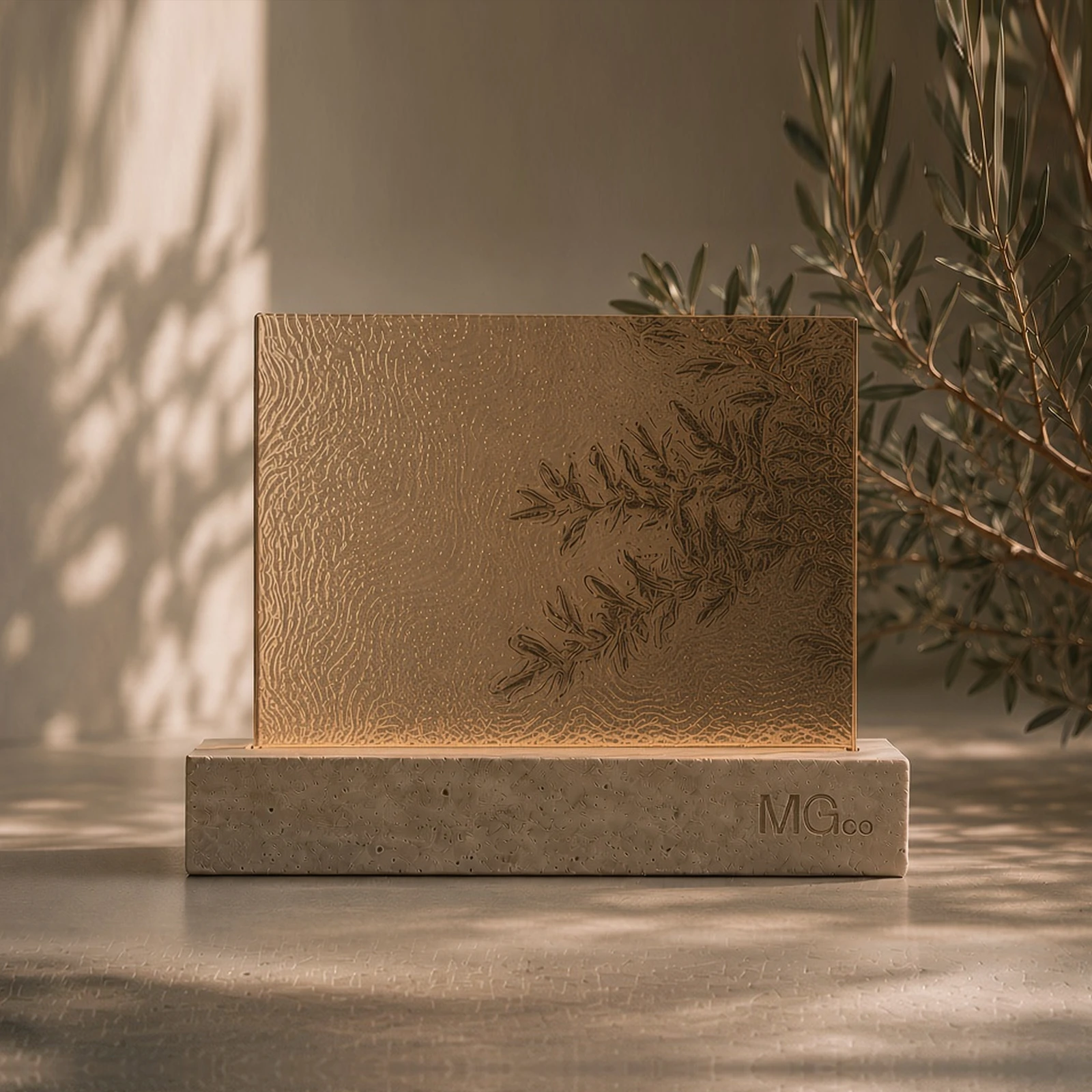 Bronze Stippolyte patterned glass sample