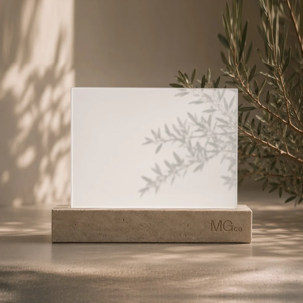 White ceramic frosted glass sample