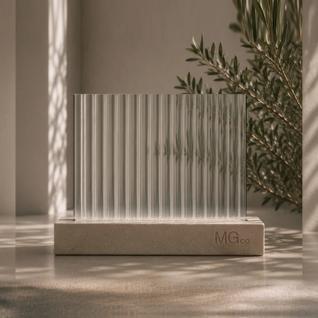Clear 12mm reeded glass sample