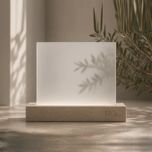 Clear satin acid-etched glass sample