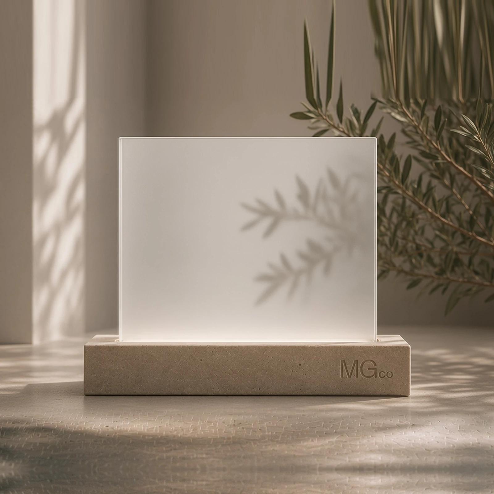 Clear satin acid-etched glass sample