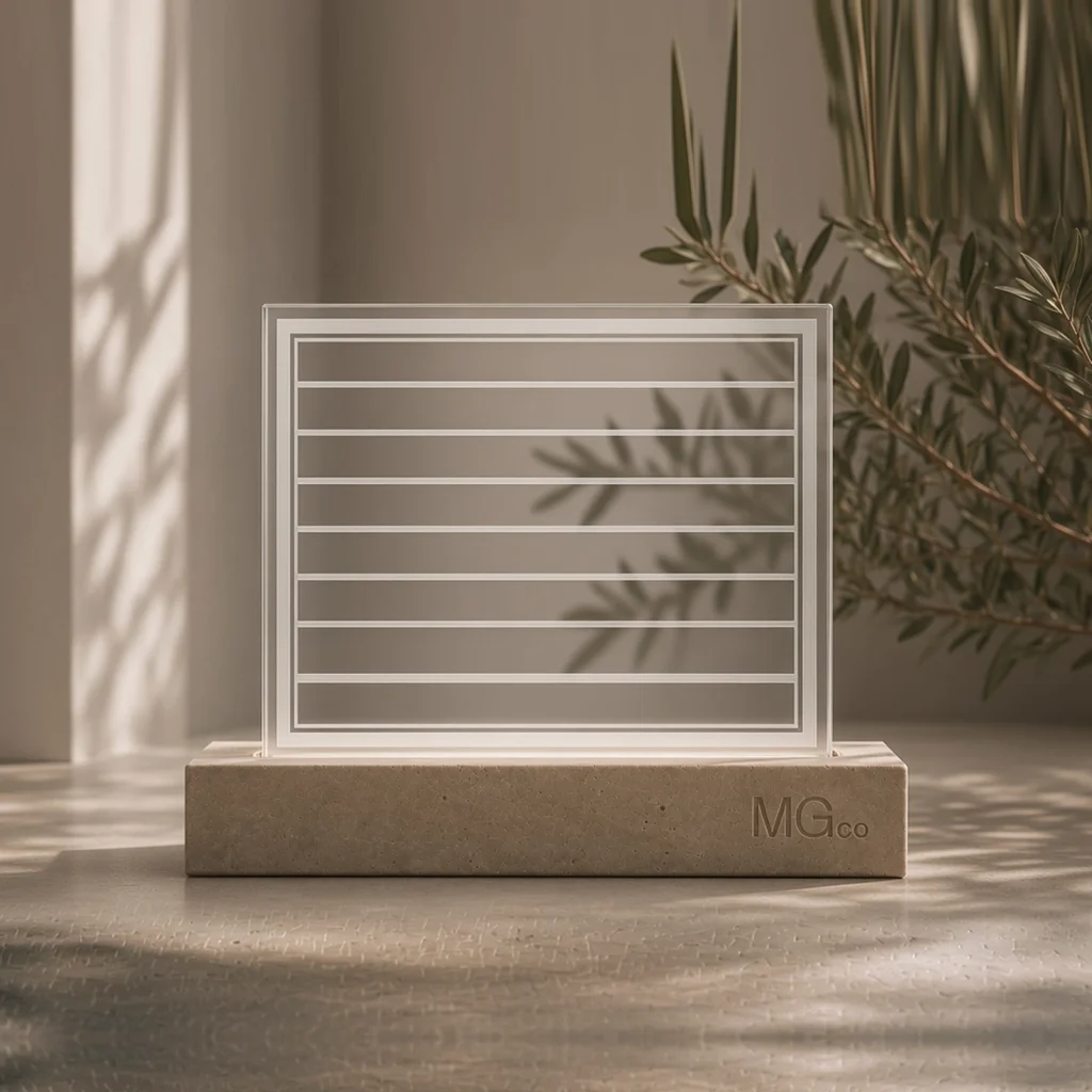 Clear satin glass with design sample