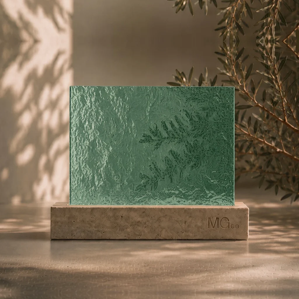 Green Arctic patterned glass sample