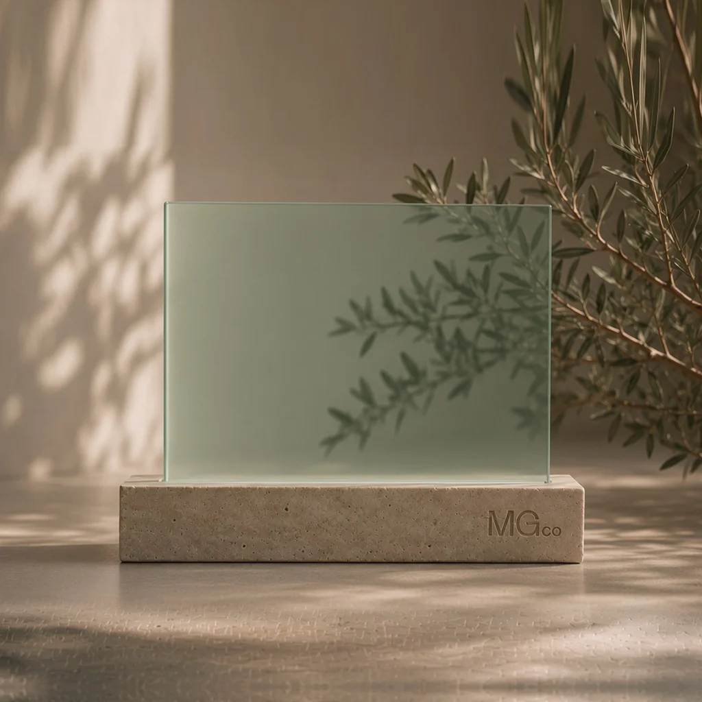 Green tint frosted glass sample