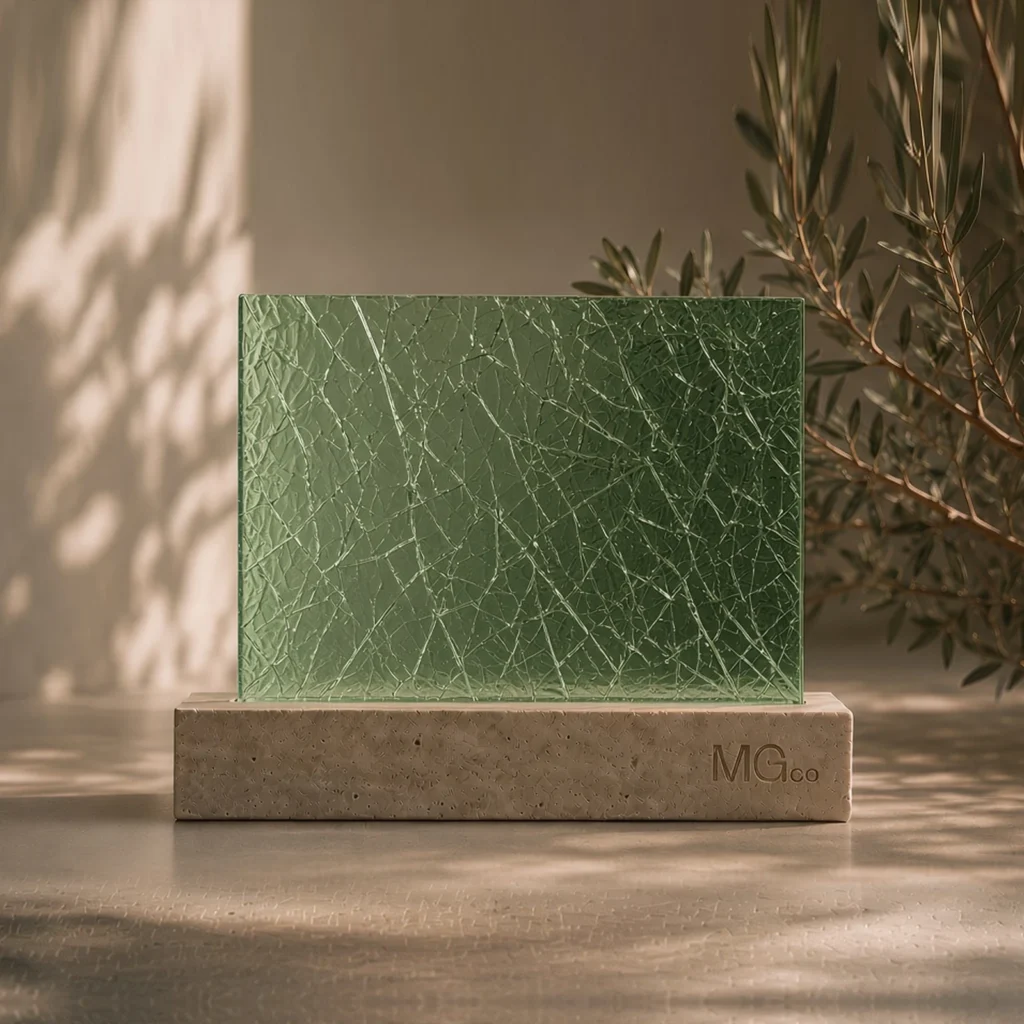 Green crackle glass sample