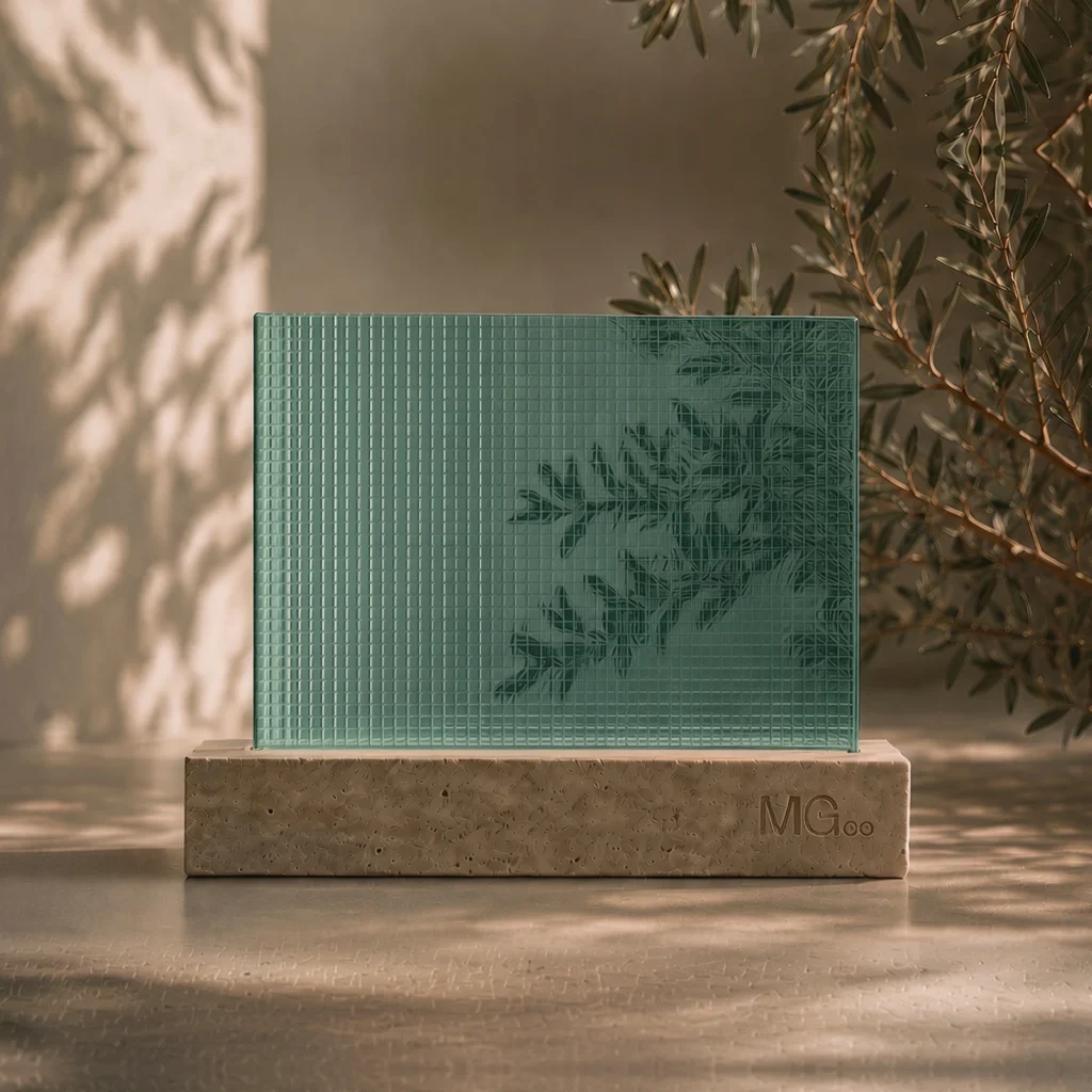 Green Digital patterned glass sample