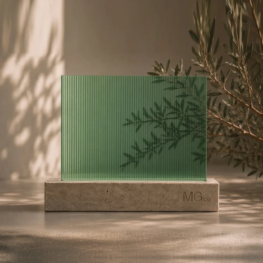 Green 5mm reeded glass sample