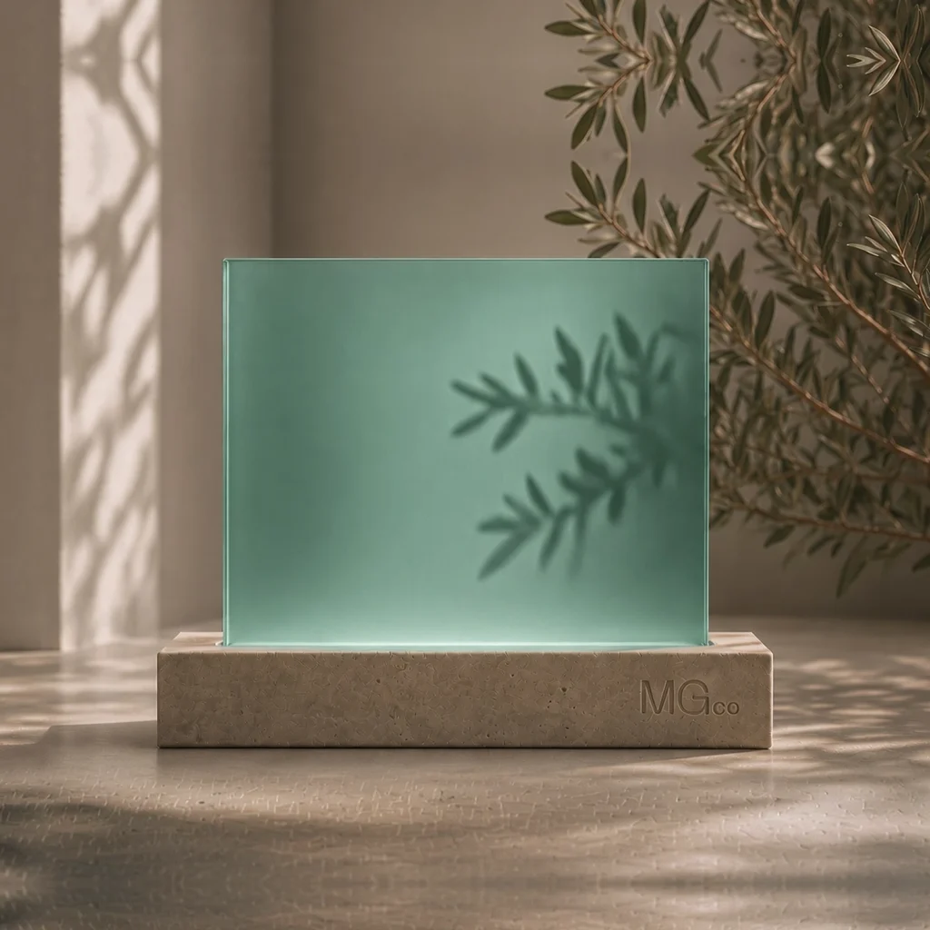 Green satin glass sample