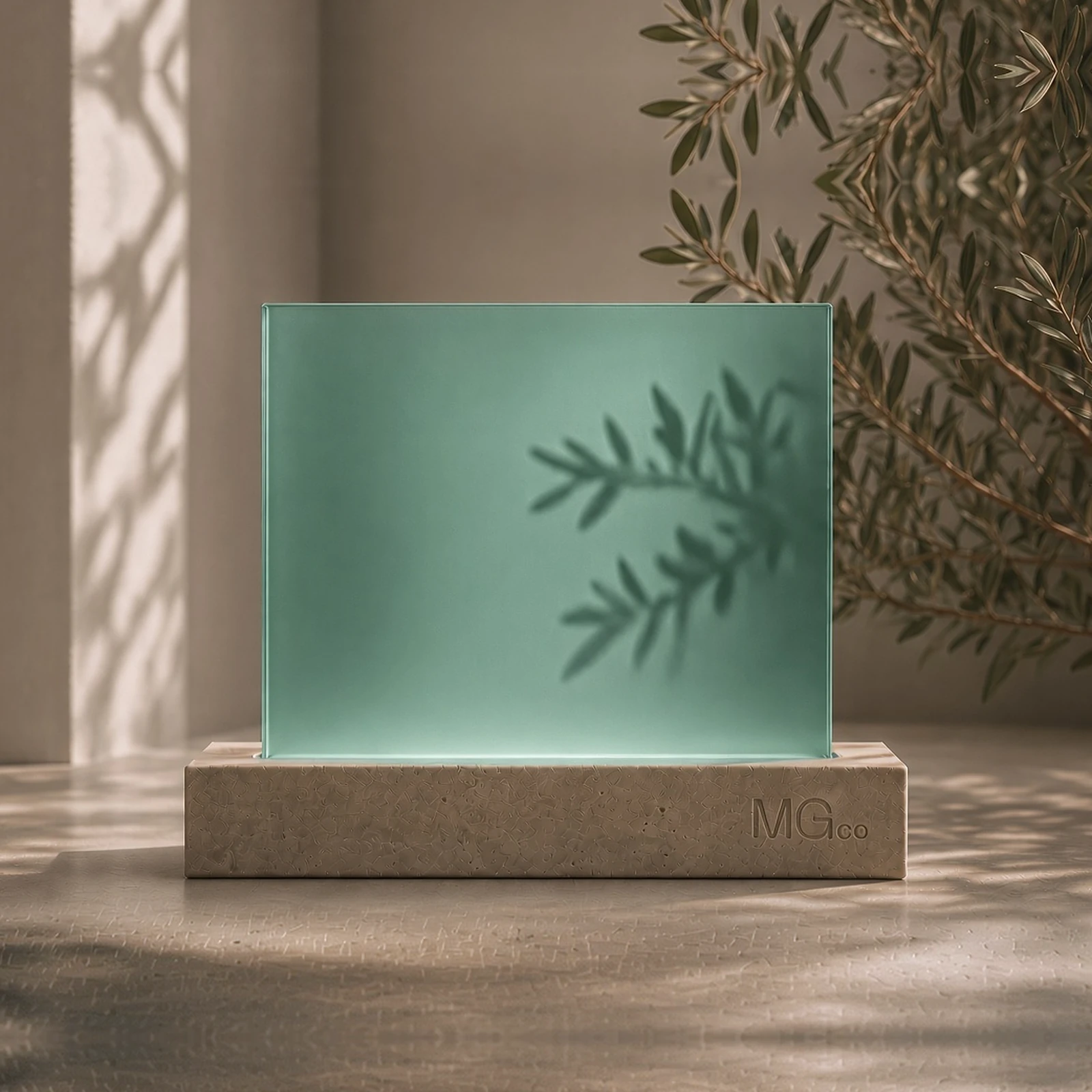 Green satin glass sample
