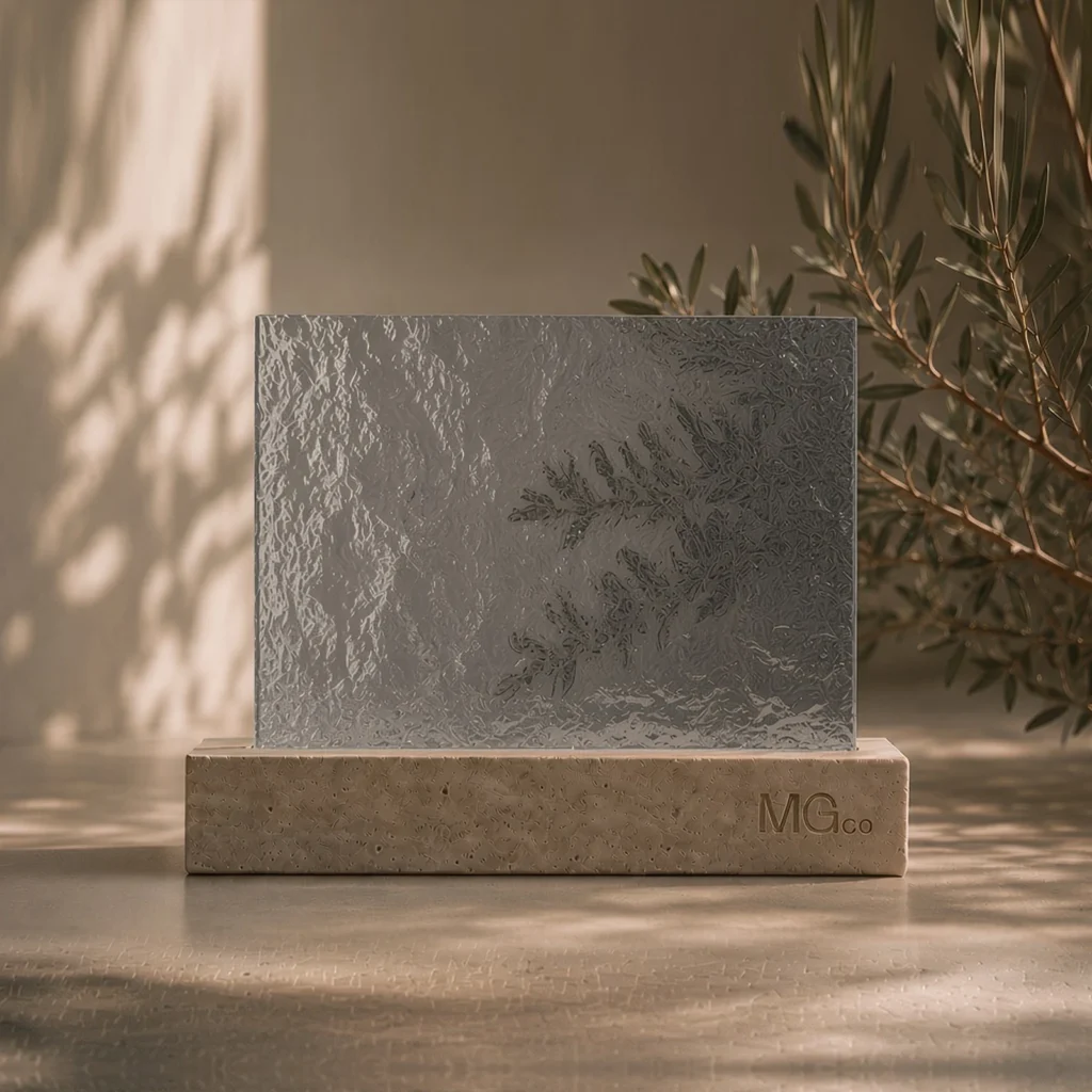 Grey Arctic patterned glass sample