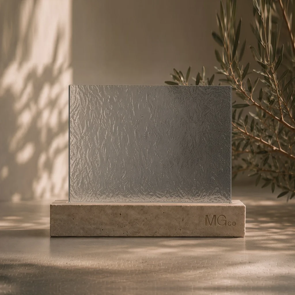 Grey Charcoal Sticks patterned glass sample