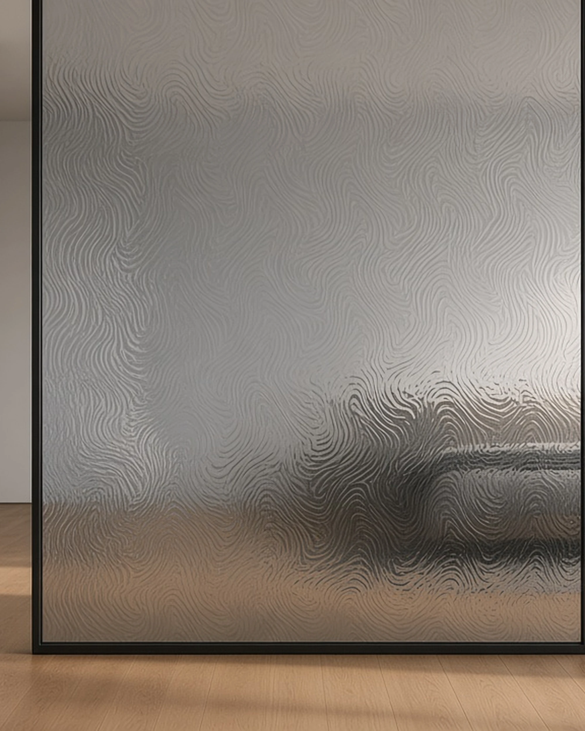 Grey Contora glass screen in an apartment, illustrative render