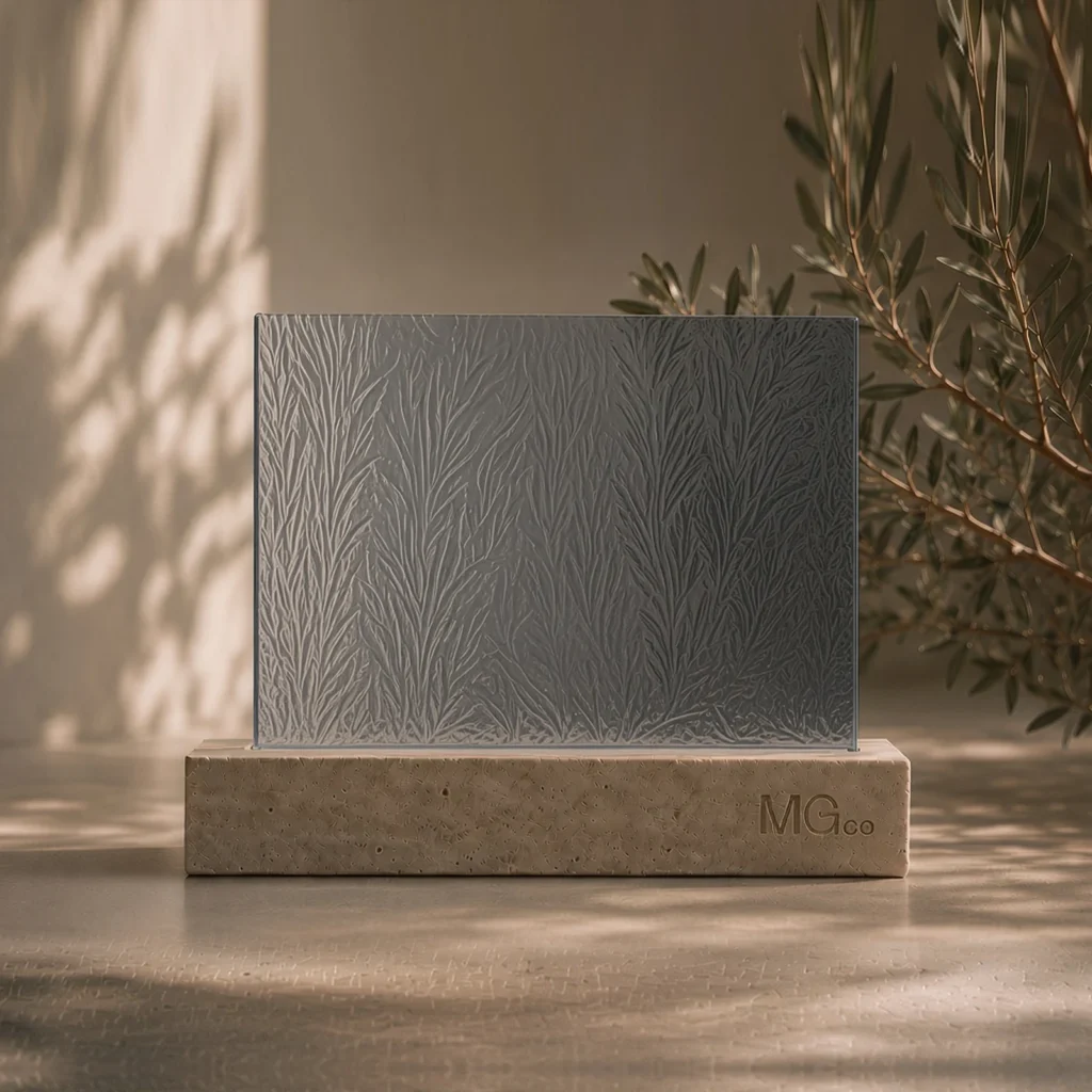 Grey Everglade patterned glass sample
