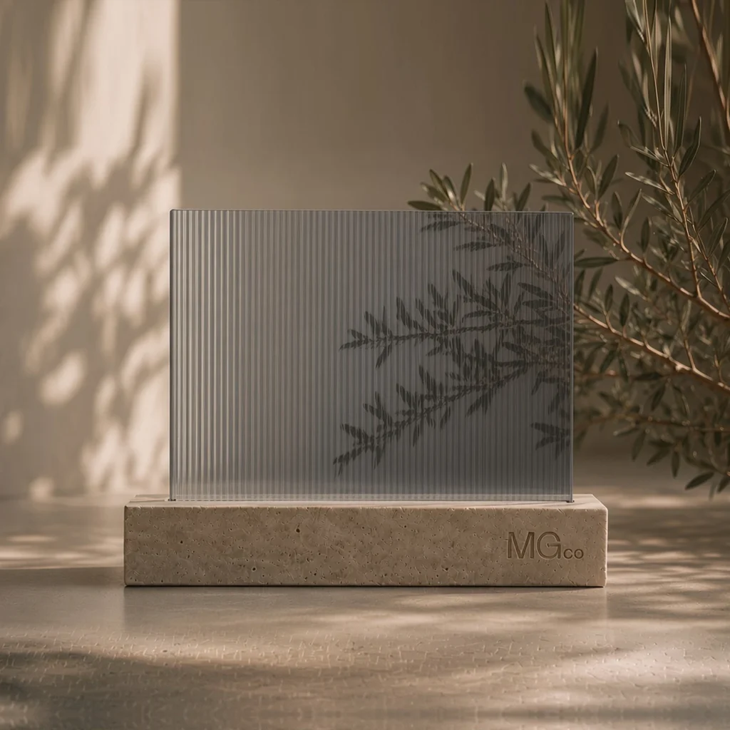 Grey 12mm reeded glass sample