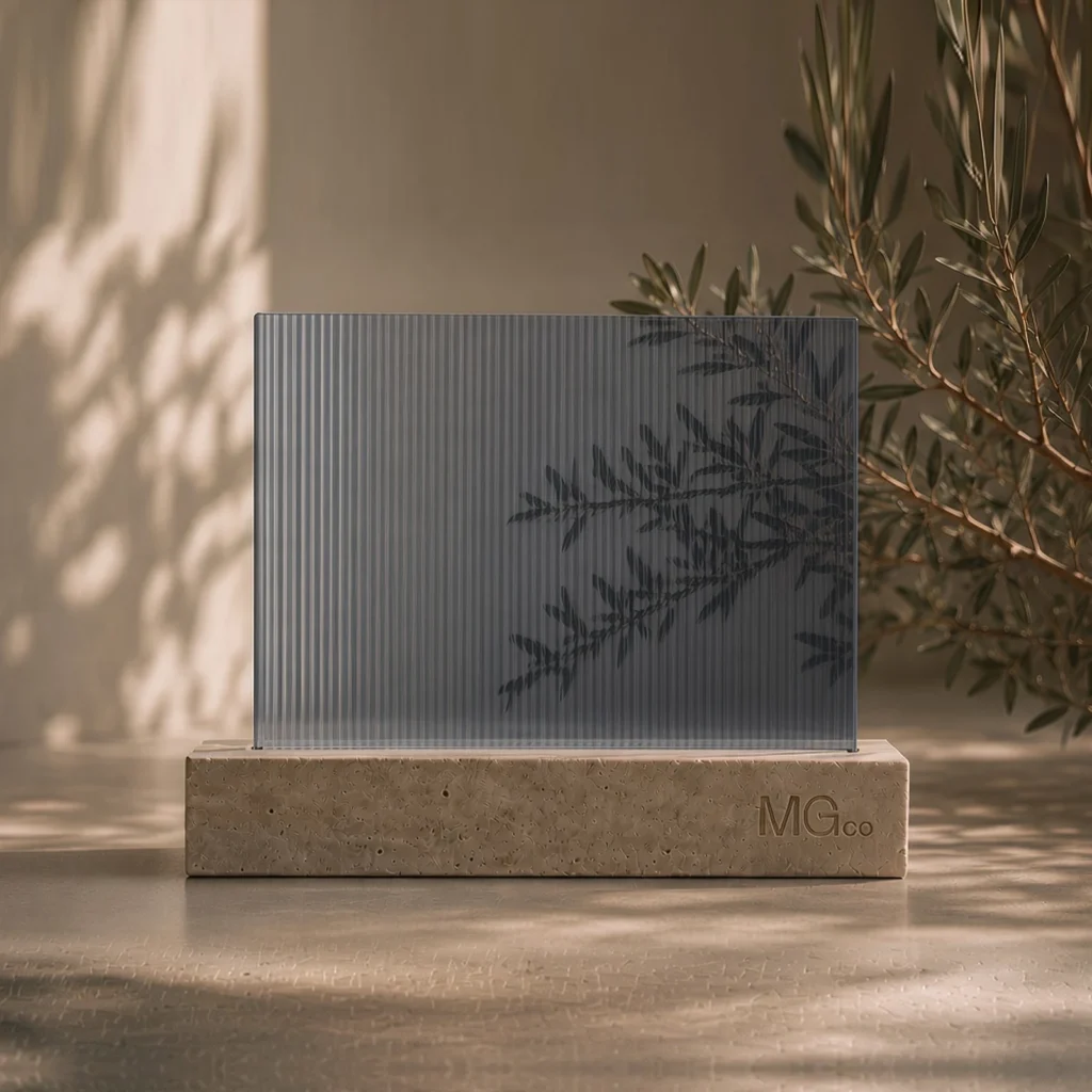Grey 5mm reeded glass sample
