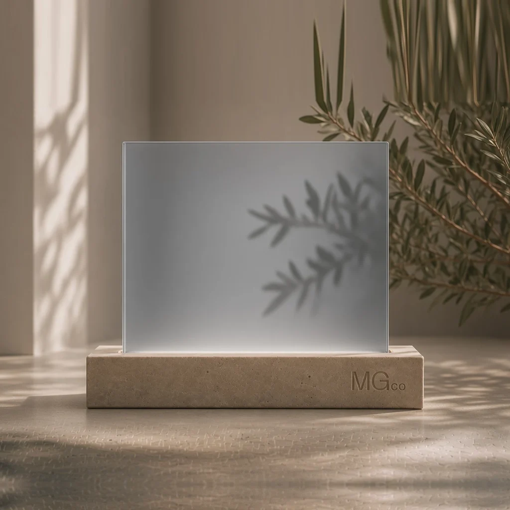 Grey satin glass sample