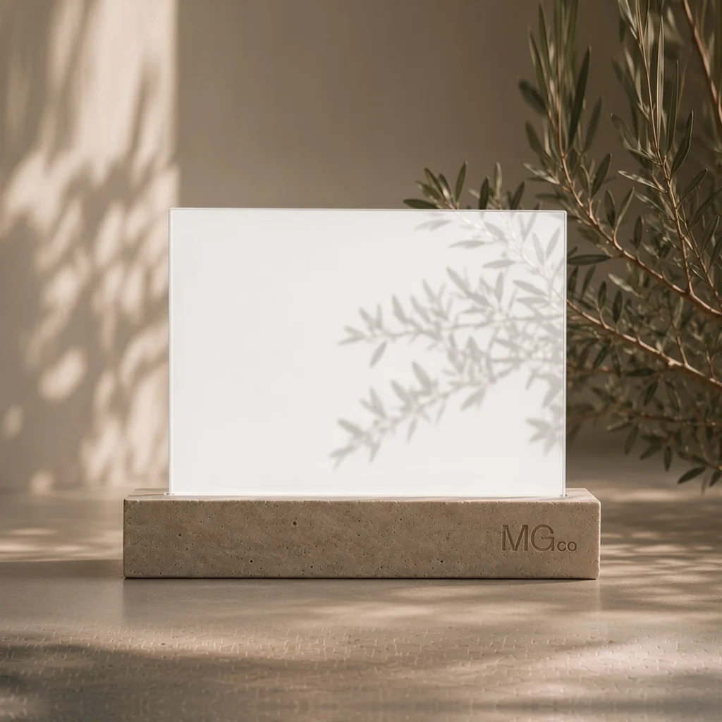 Low-iron frosted glass sample