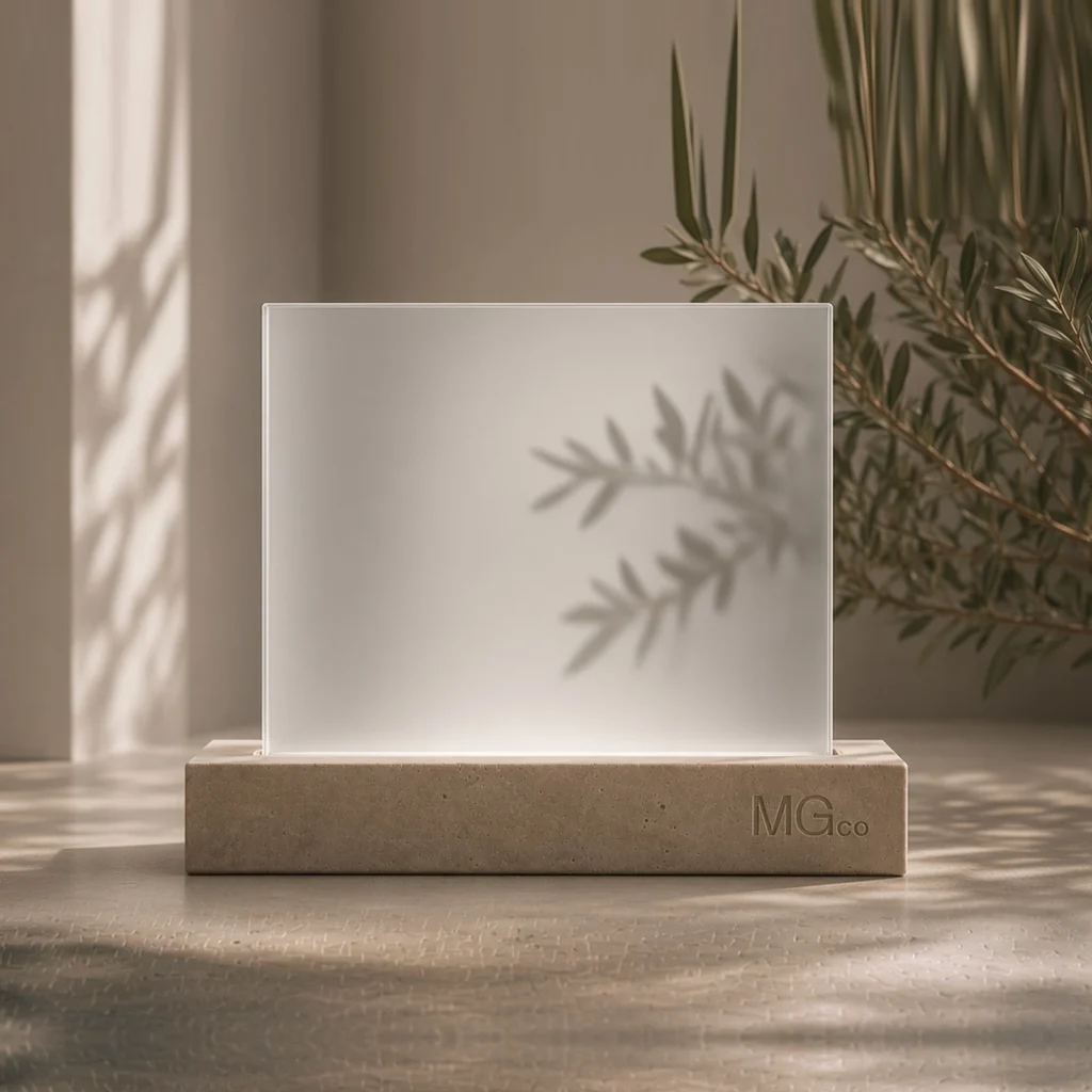 Low-iron satin glass sample