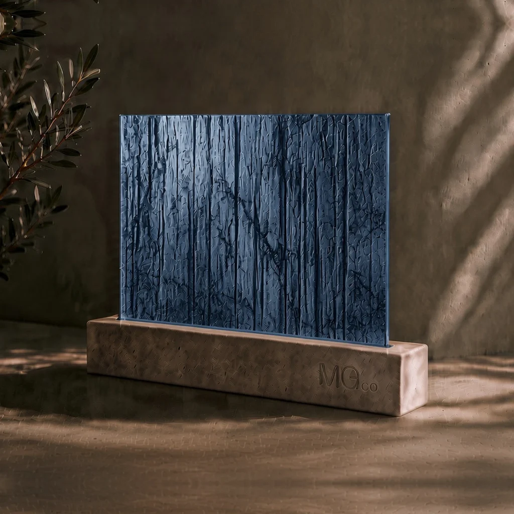 Blue Charcoal Sticks textured mirror sample