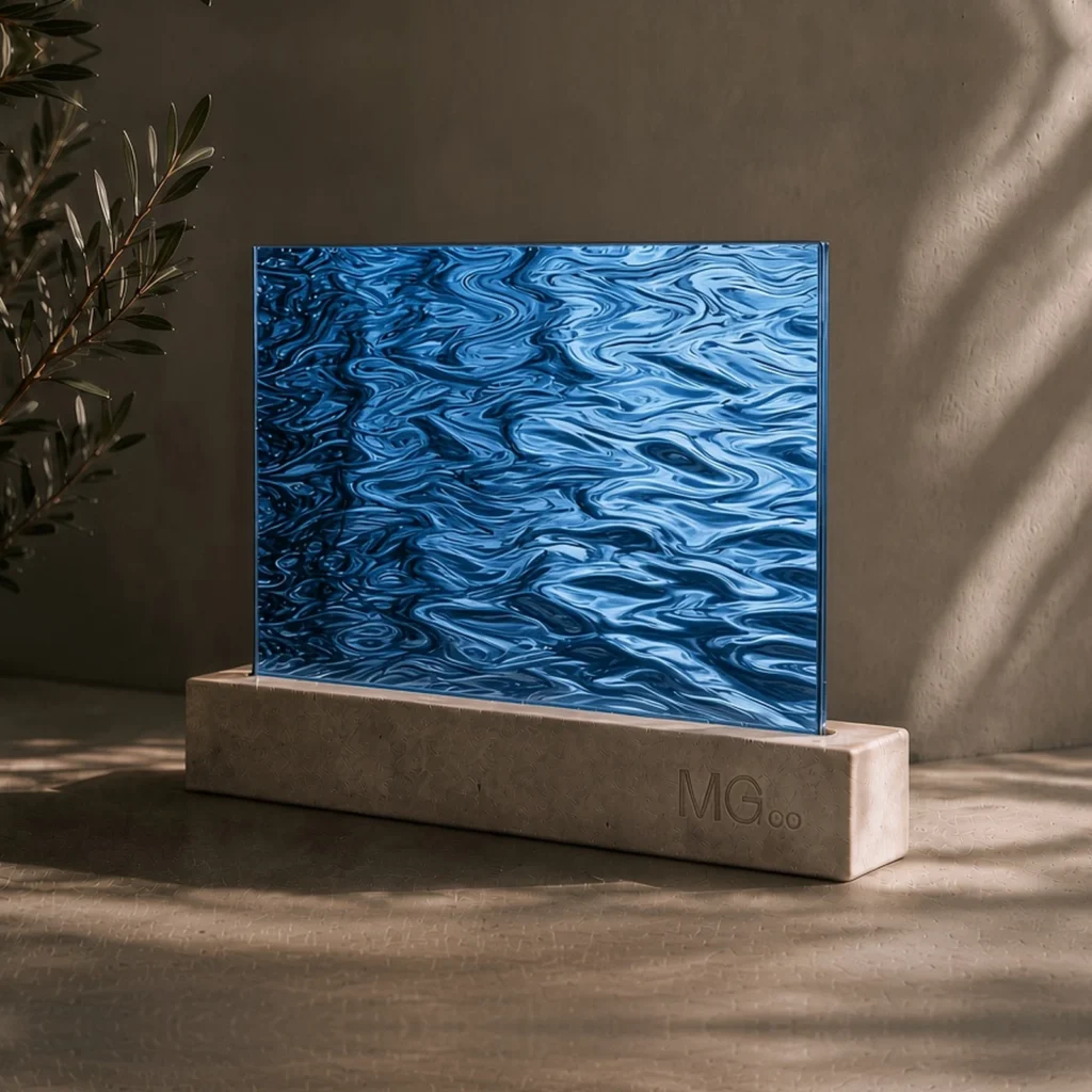 Blue Contora textured mirror sample