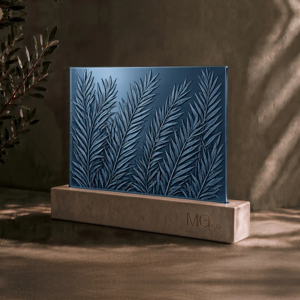 Blue Everglade textured mirror sample