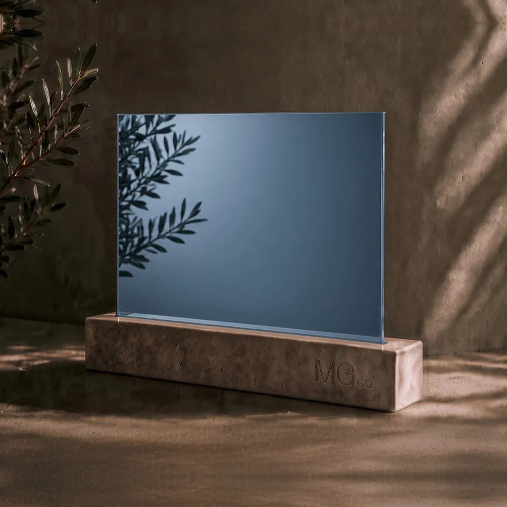 Blue tinted mirror sample