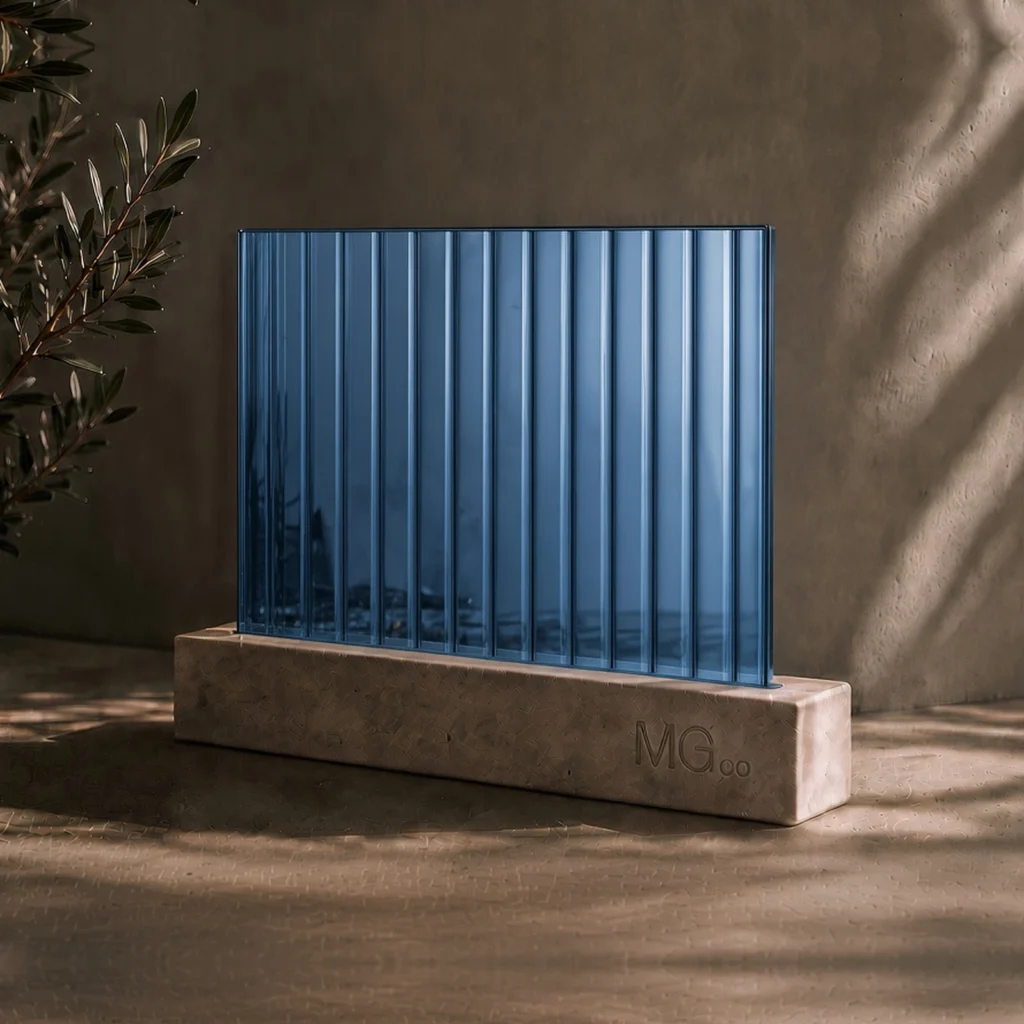 Blue 12mm reeded mirror sample