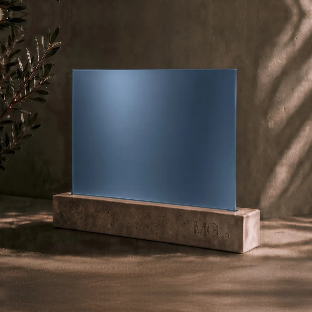 Blue satin all-over mirror sample