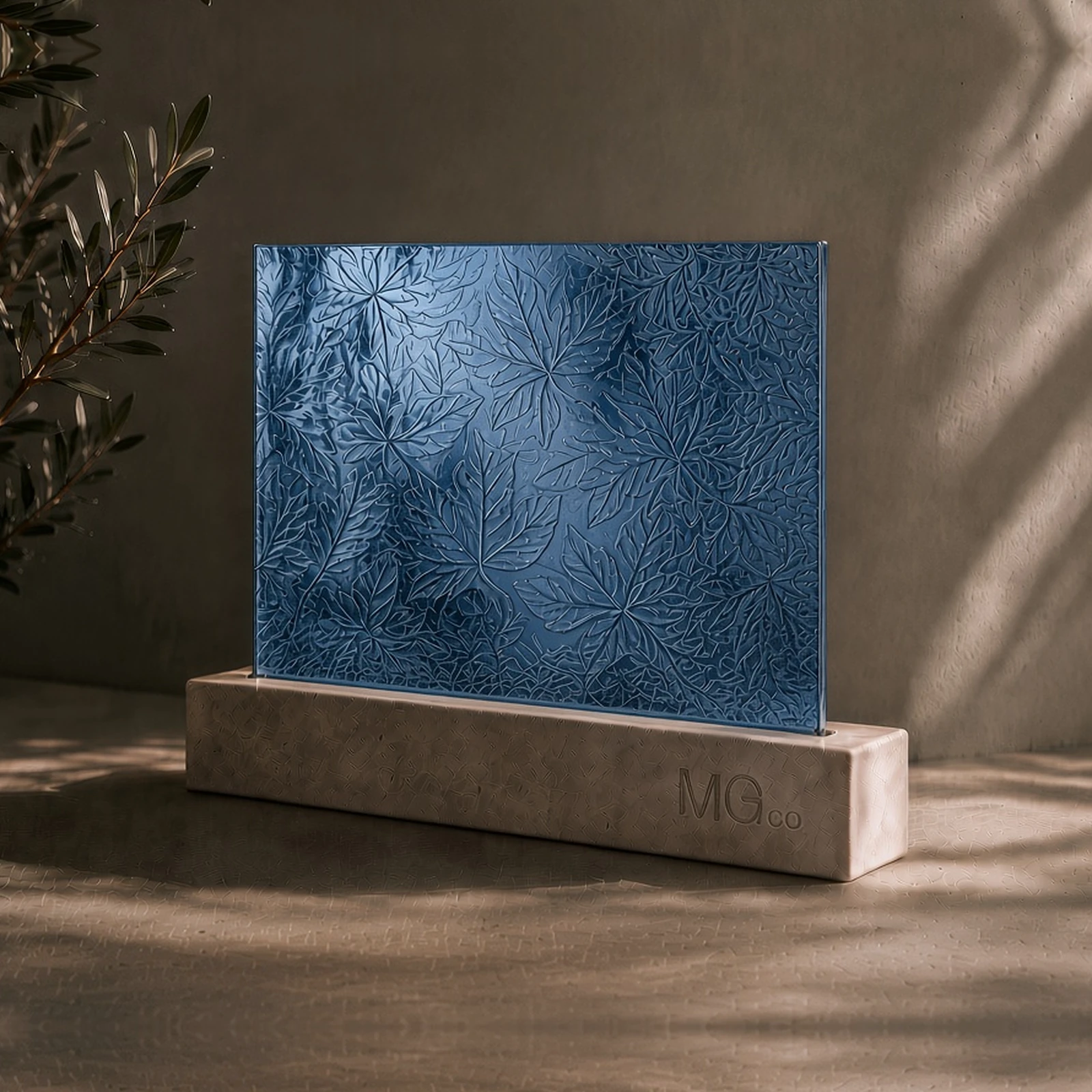 Blue Autumn Leaf marble antique mirror sample