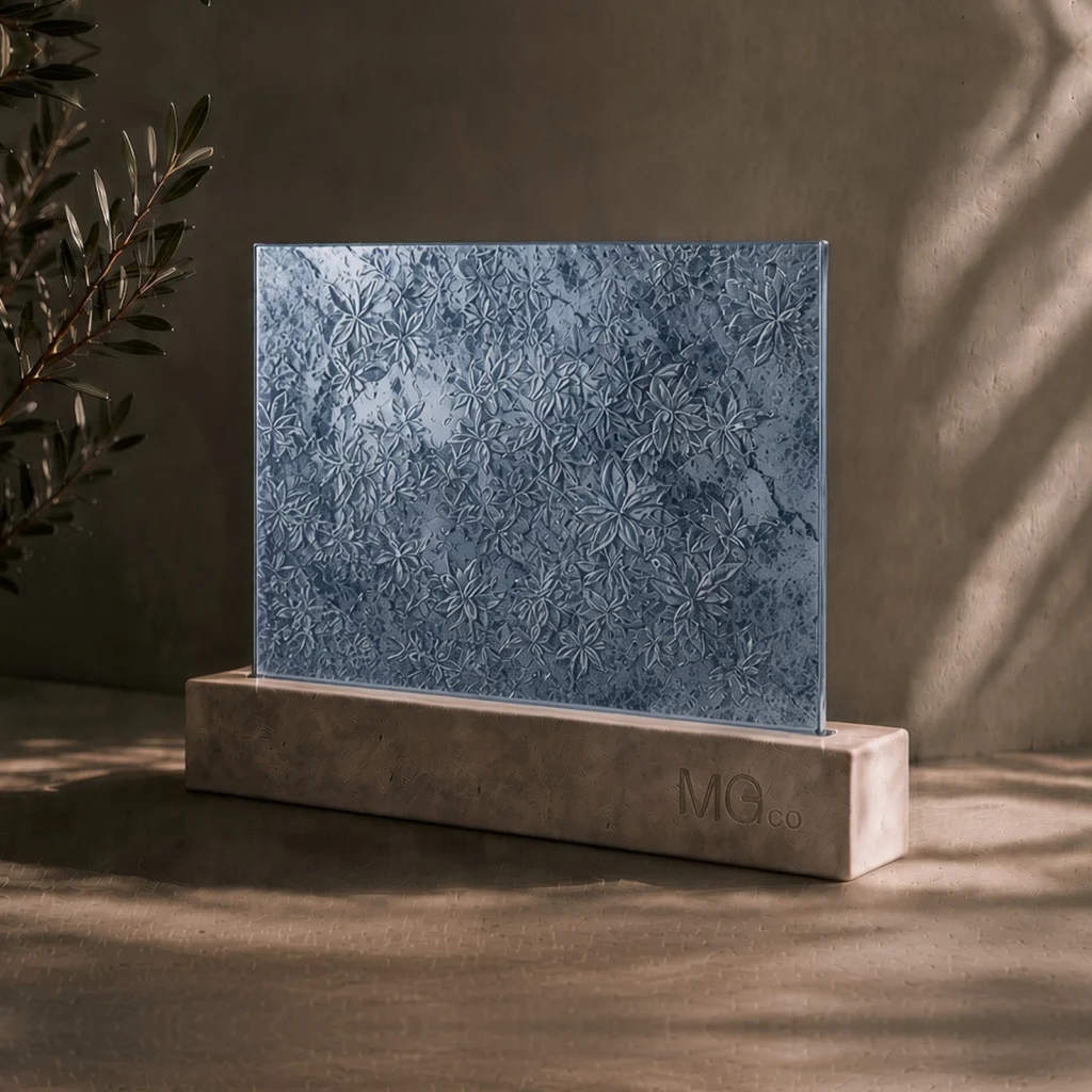 Blue Mayflower marble antique mirror sample