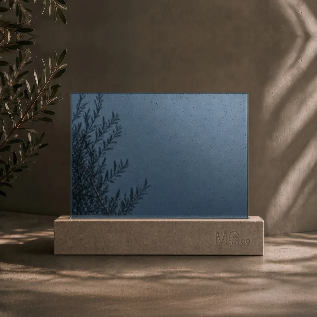 Blue speckle antique mirror sample