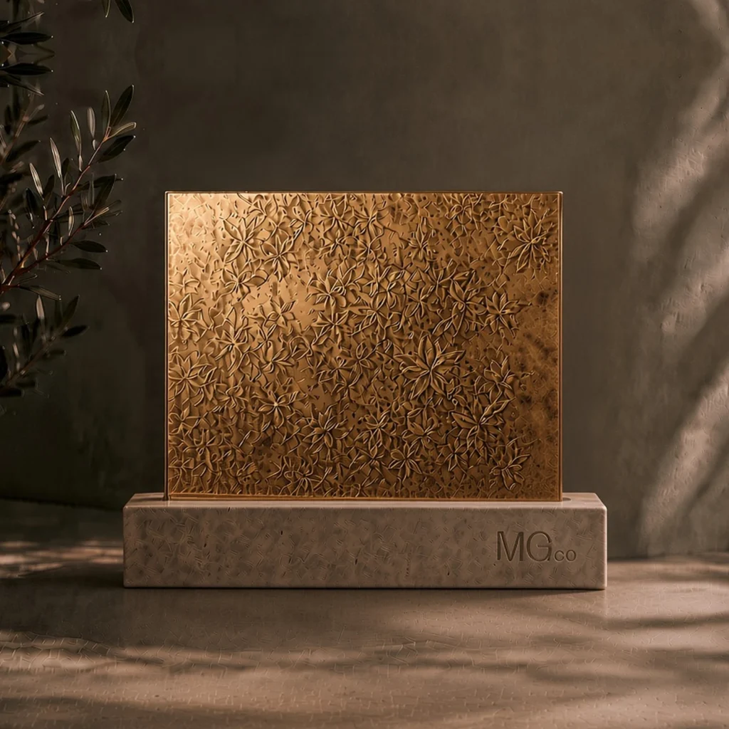 Bronze Mayflower textured mirror sample