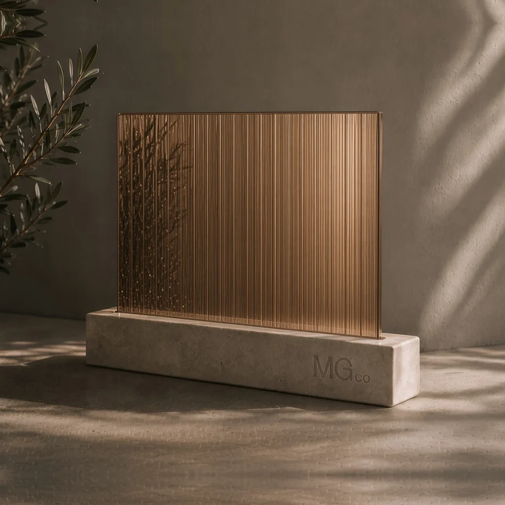 Bronze 5mm reeded mirror sample