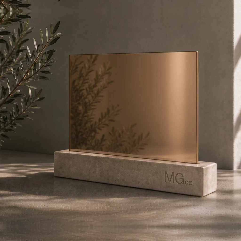 Bronze satin mirror sample