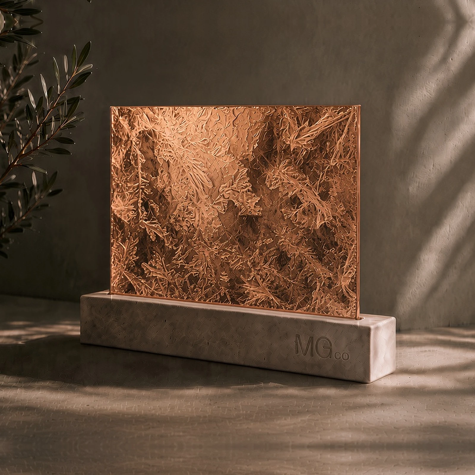 Copper Arctic marble antique mirror sample