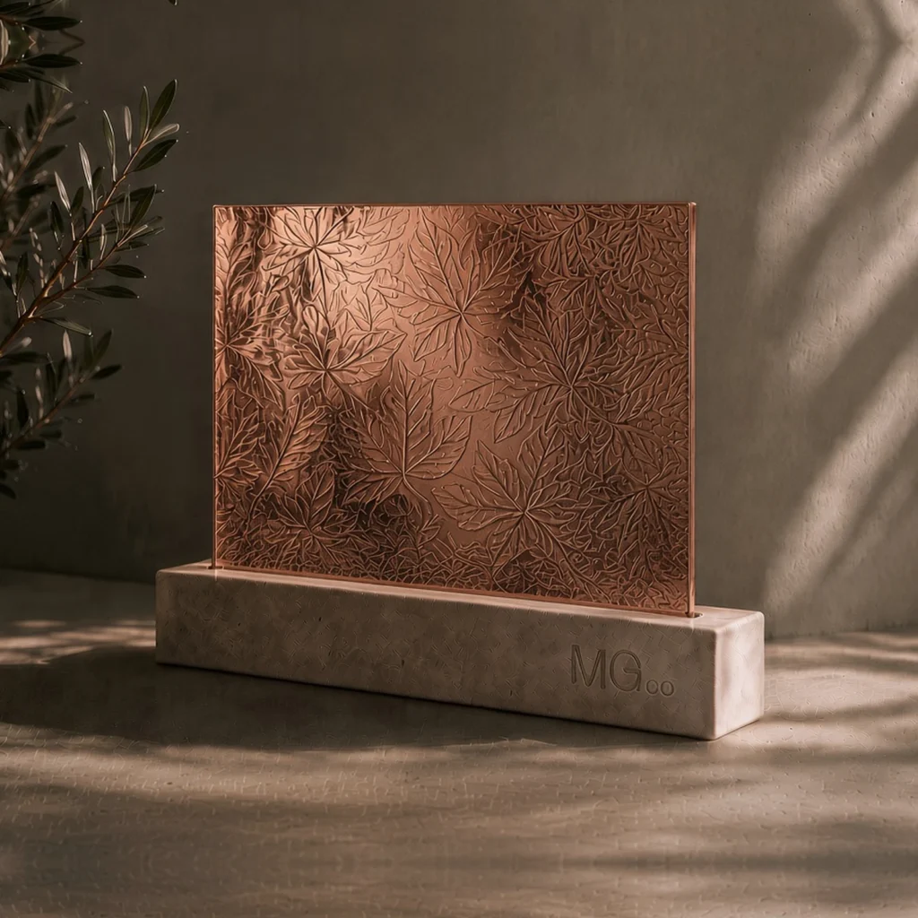 Copper Autumn Leaf marble antique mirror sample