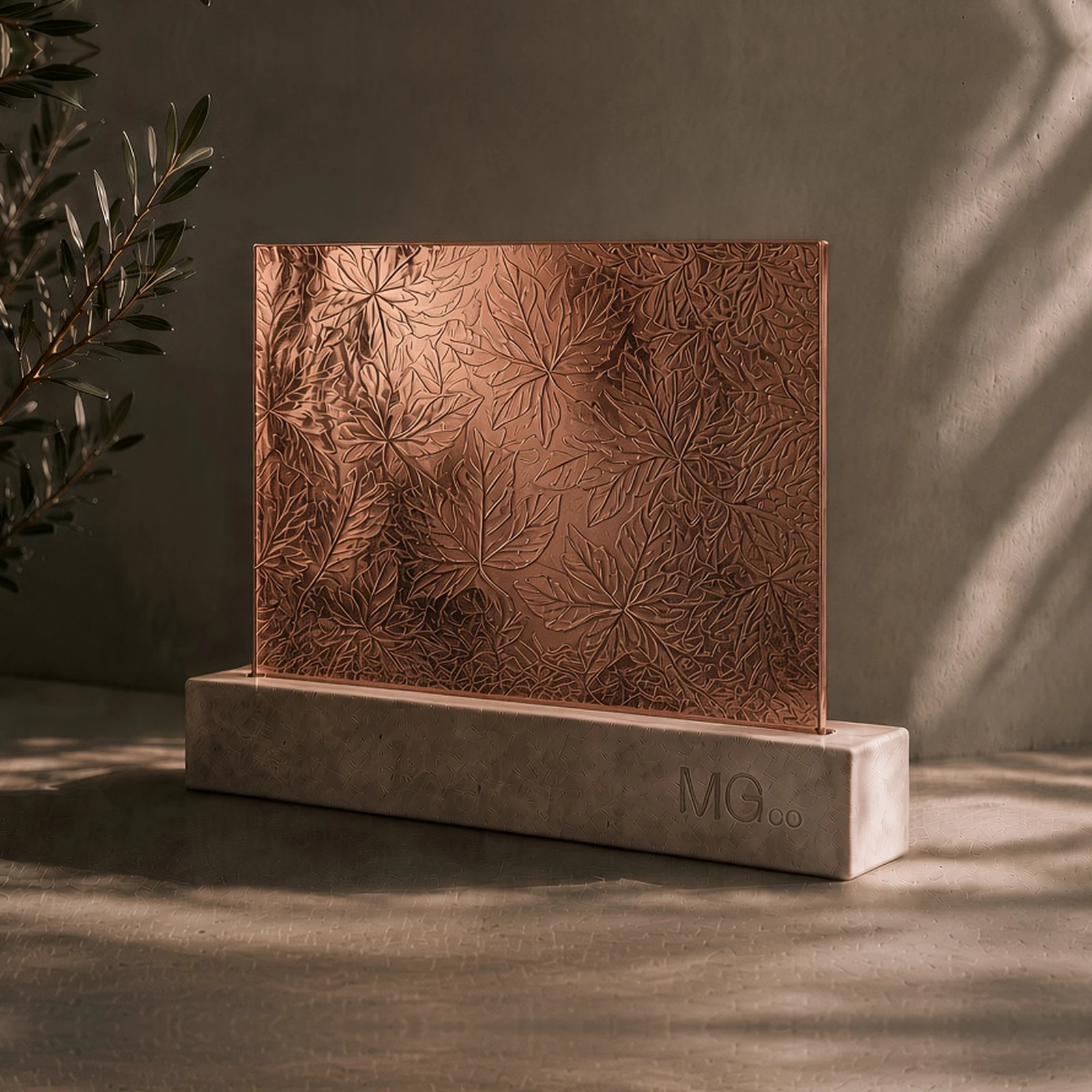 Copper Autumn Leaf marble antique mirror sample