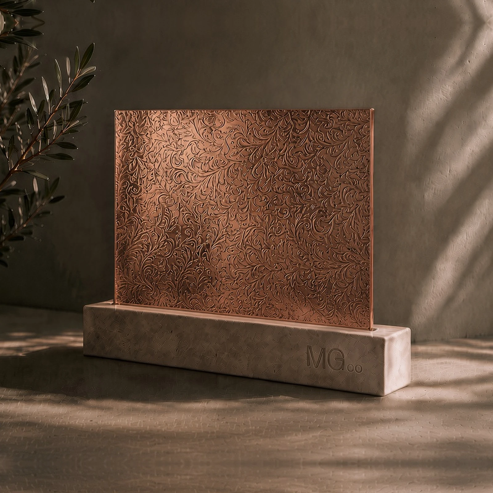 Copper Chantilly marble antique mirror sample