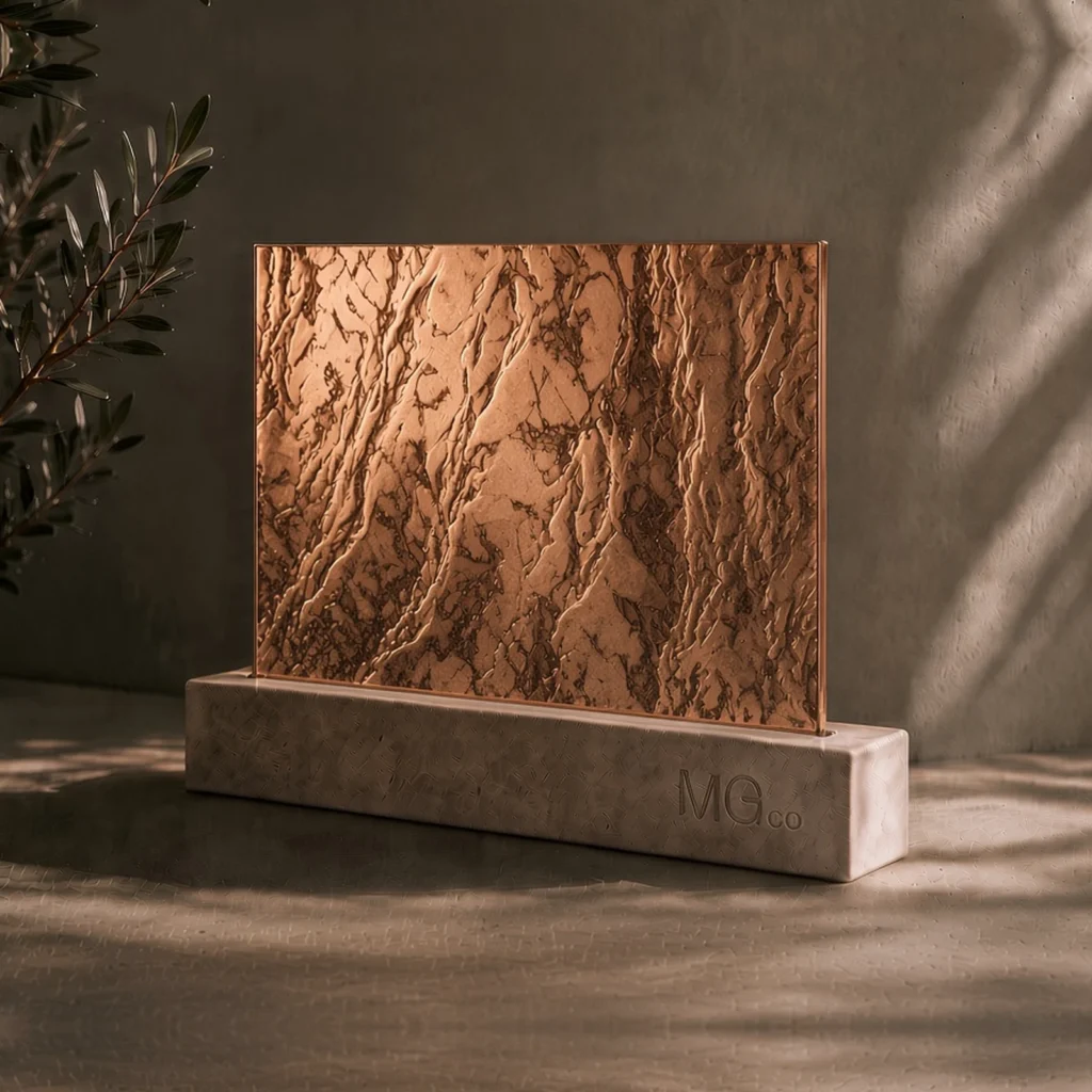 Copper Cotswold marble antique mirror sample