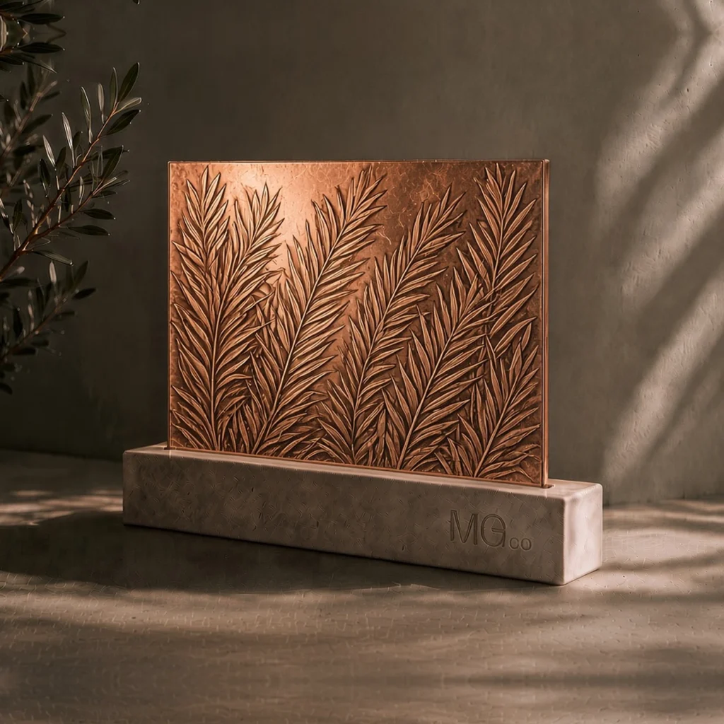 Copper Everglade marble antique mirror sample