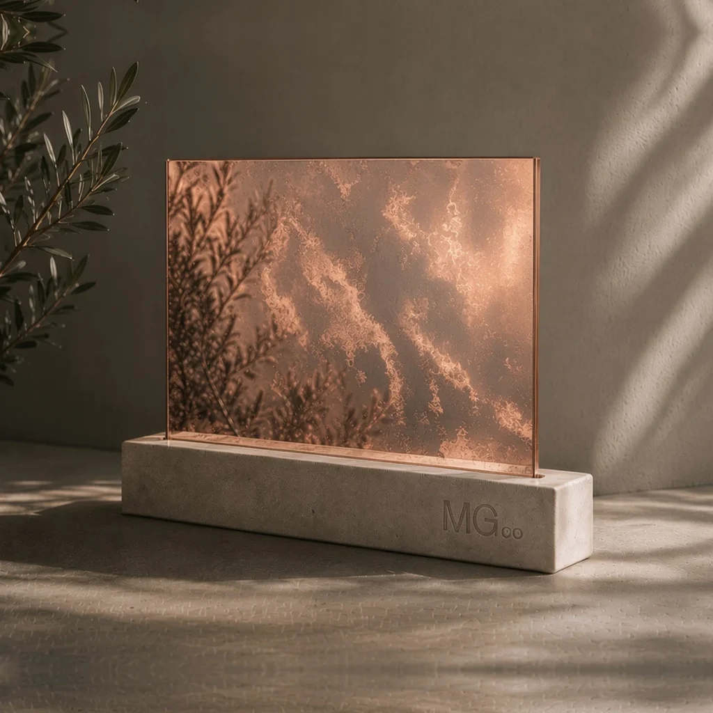 Copper and silver marble antique mirror sample