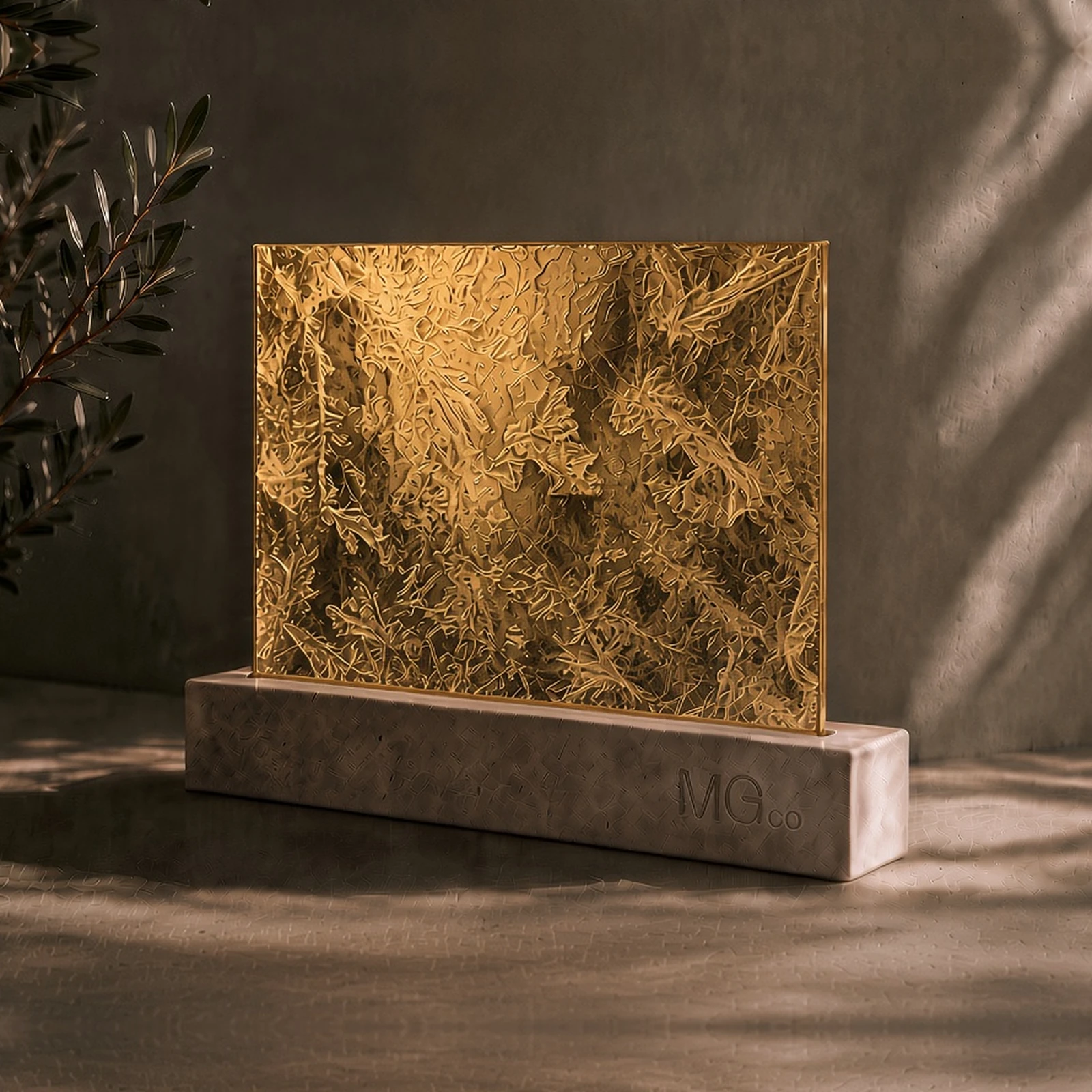 Gold Arctic textured mirror sample