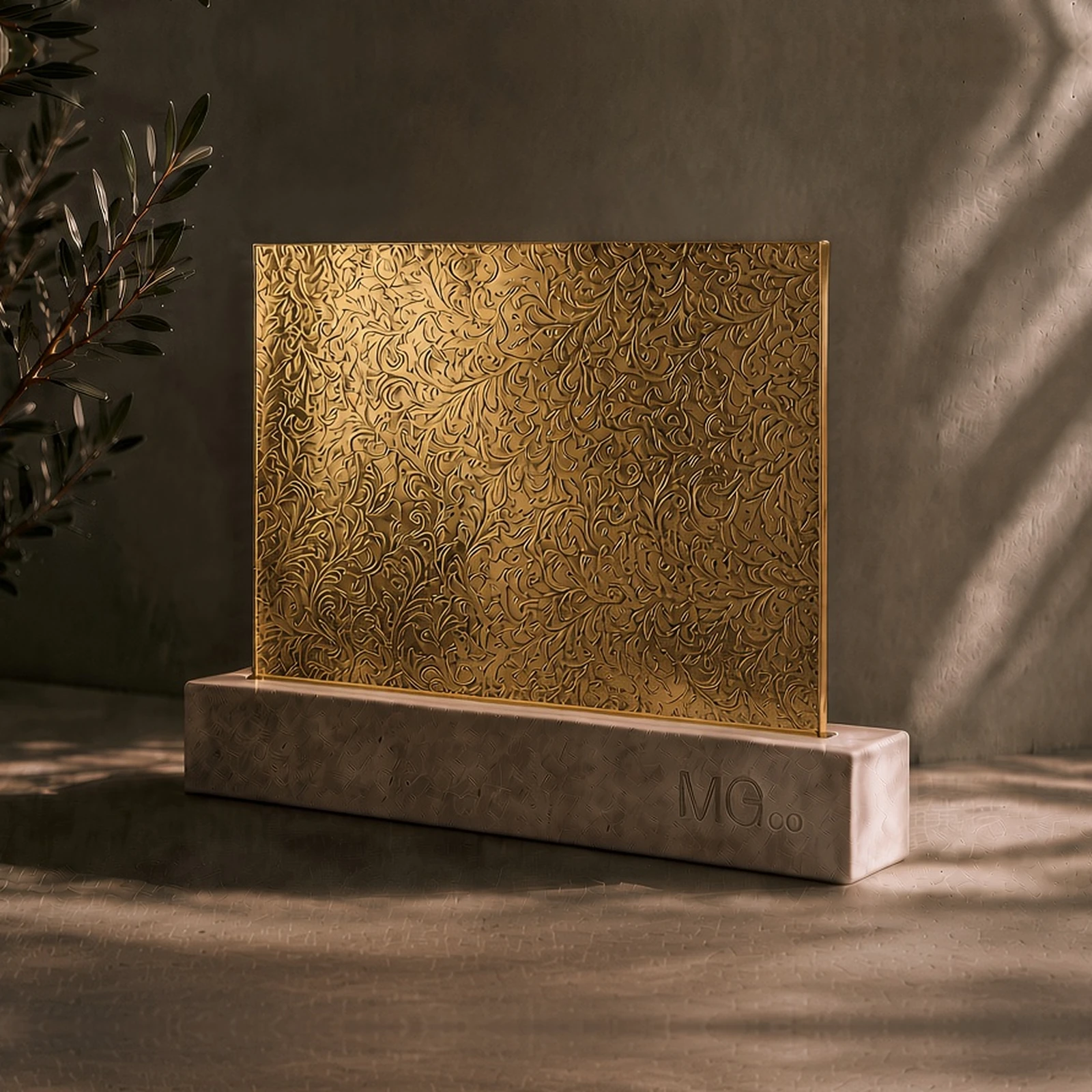 Gold Chantilly textured mirror sample